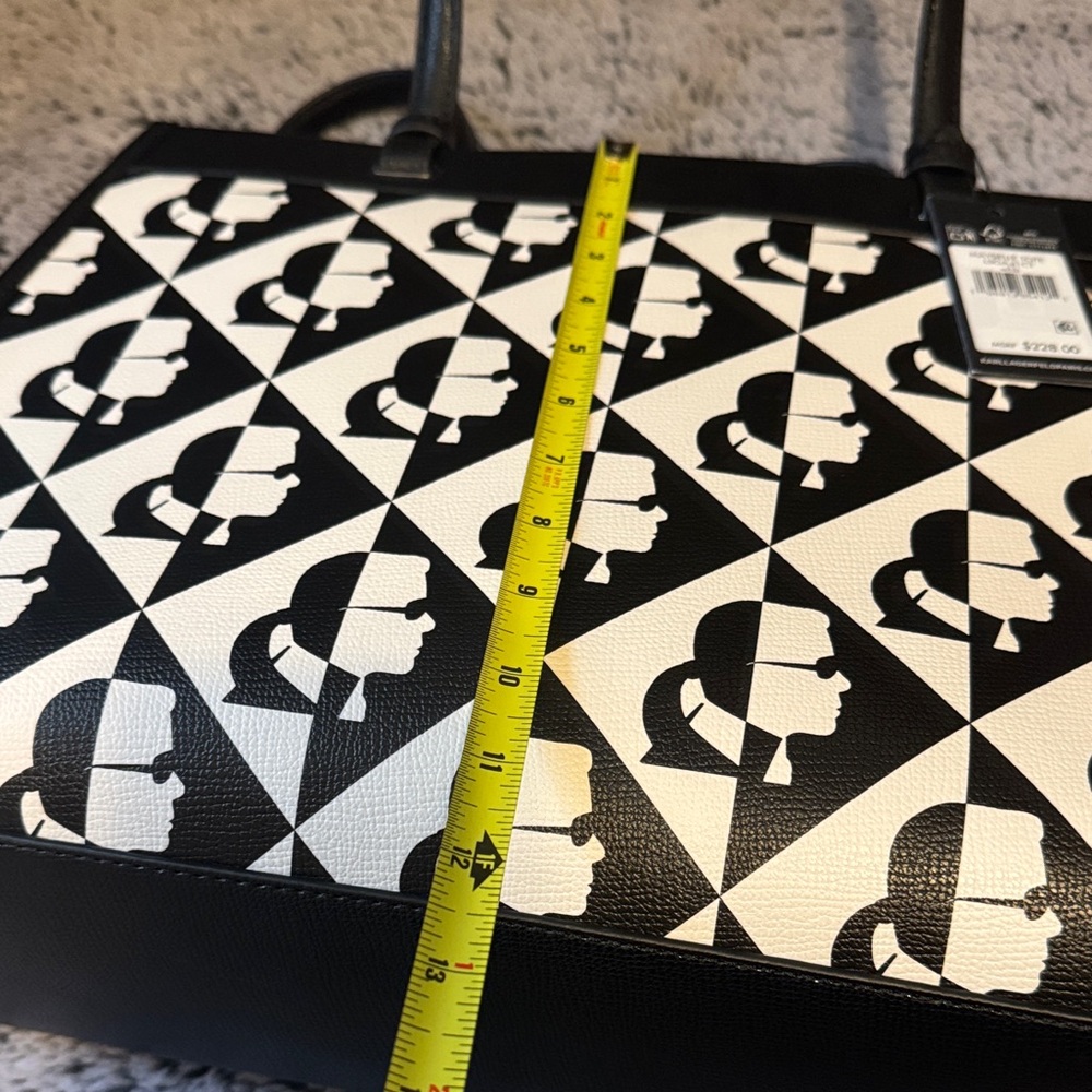 Karl Lagerfeld Black and White Geometric Logo Tote With Dustbag - Picture 12 of 13